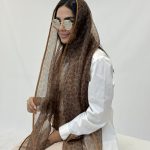 شال حریر اورگانزا قهوه ای کد243