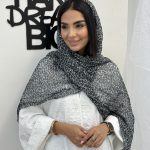 شال حریرنخ پلنگی سفیدمشکی