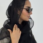 شال ابریشم ویسکوز مشکی طلا